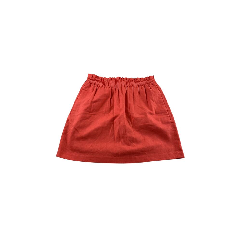 Mini Skirt J Crew Coral Pink Paper Bag Waist Linen Blend Size 4 NWT